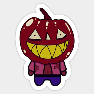 Red Zombie Pumpkin Man of Halloween Sticker